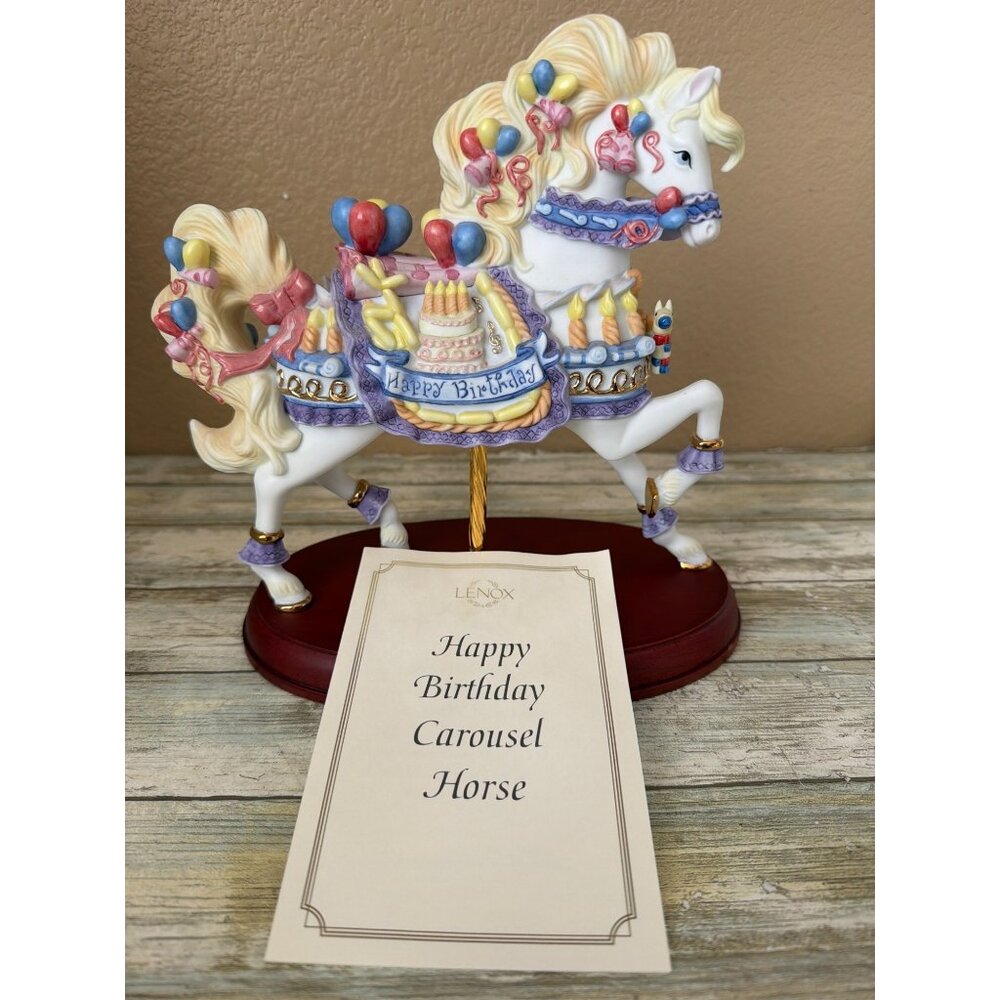 2001 Lenox Happy Birthday Carousel Horse Lt Ed 4500 Gold Accents w/COA - No Box